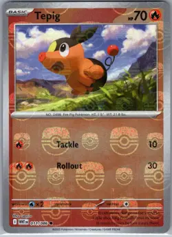 Tepig (Master Ball Pattern) 011/086 SV: White Flare - Pokemon Card - NM - Image 1