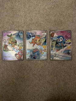Pokemon TCG First Partner Illustration Series 1 Gen 4, Chimchar, Turtwig, Piplup - Image 1