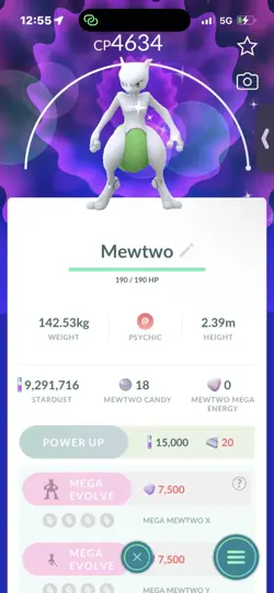 Pokemon Go Shiny Legendary Mewtwo ( High CP ) - Image 1