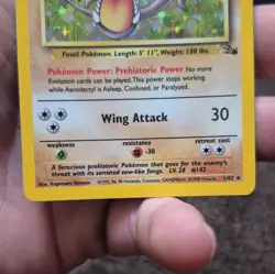 Aerodactyl 1/62 Fossil Holo Rare Unlimited Edition English Pokemon TCG 1999 - Image 2