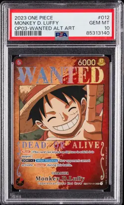 2023 ONE PIECE OP03-PILLARS OF STRENGTH #012 MONKEY D. LUFFY PSA 10 - Image 1