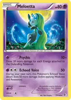 Meloetta - 77/149 - Pokemon Boundaries Crossed Black White Non-Holo Card LP - Image 1