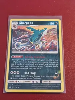 Pokemon Sun Moon Unbroken Bonds Sharpedo 111/214 Rare Reverse Holo TCG Card - Image 1