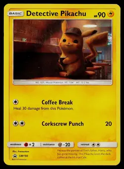 Pokemon Card Detective Pikachu SM190 Sun & Moon Promo Holo - Image 1