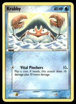 Pokemon Cards Krabby 54/100 Crystal Guardians Common LP - Image 1