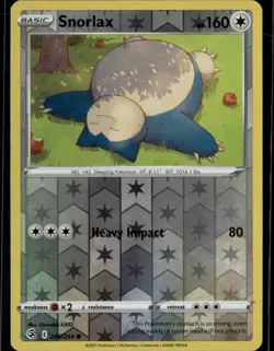 Snorlax Common SWSH08: Fusion Strike 206/264 Colorless Reverse Holo Pokemon Card - Image 1