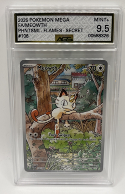 Meowth 106/094 Illustration Rare Pokemon Phantasmal English AGS 9.5 Mint+ - Image 1