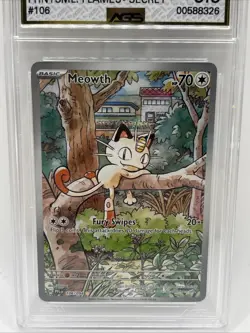 Meowth 106/094 Illustration Rare Pokemon Phantasmal English AGS 9.5 Mint+ - Image 3
