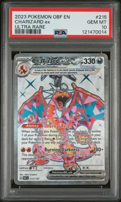 2023 POKEMON OBF EN-OBSIDIAN FLAMES ULTRA RARE #215 CHARIZARD EX PSA 10 - Image 1