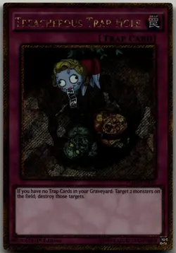 Treacherous Trap Hole Gold Secret Rare Premium Gold: Infinite Gold PGL3-EN036 LP - Image 1