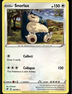 Snorlax Rare SWSH02: Rebel Clash 141/192 Colorless Pokemon Card - Image 1