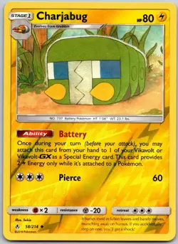 Charjabug 58/214 Reverse Holo Uncommon Unbroken Bonds Near Mint - Image 1