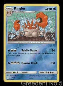 Kingler 47/214 Rare Unbroken Bonds Pokemon Reverse Holo Lightly Played - Image 1