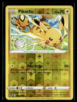 Pikachu 049/195 Silver Tempest Reverse Holo Common Pokemon - Image 1