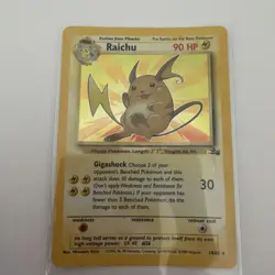 Raichu 14/62 Fossil Holo Rare 90 HP Pokemon Card Wizards English LP - Image 1