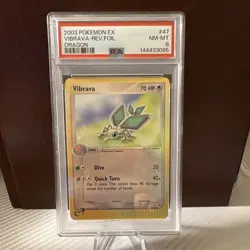 Pokemon Vibrava EX Dragon Reverse Foil 47/97 PSA 8 2003 Stage 1 Uncommon - Image 1
