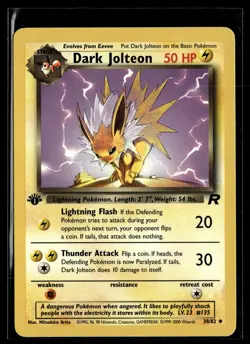 Dark Jolteon 38/82 Team Rocket 1st Edition Uncommon Pokemon - Image 1