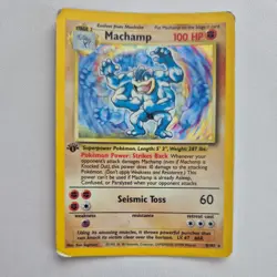 Pokemon TCG Machamp Holo Rare Trading Card Base Set 8/102, 1st Edition - Image 1