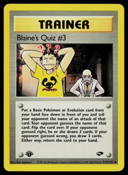 Pokemon Card - Blaine's Quiz #3 Gym Challenge 112/132 Uncommon 1st Edition - Image 1