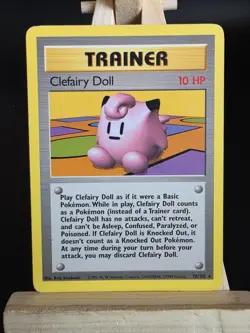 Pokemon TCG Clefairy Doll Trainer Base Set, Card 70/102, Rare MP Condition - Image 1