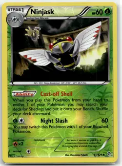 Ninjask 11/124 Uncommon Dragons Exalted Pokemon Reverse Holo LP - Image 1