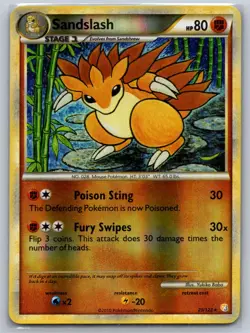 SANDSLASH 29/123 RARE HEARTGOLD & SOULSILVER POKEMON REVERSE HOLO MP - Image 1
