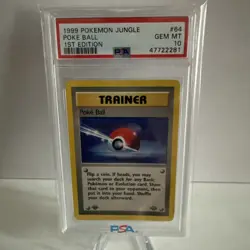 1999 Pokemon Jungle #64 Poke Ball 1st Edition PSA 10 GEM MINT - Image 1