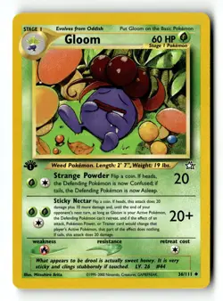 Pokemon Card Gloom 1st Edition LP Neo Genesis 036/111 - Image 1