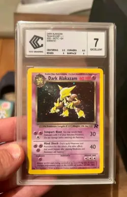 Dark Alakazam Holo Rare 1/82 Team Rocket Pokemon Card Carte CCC Grade 7 VINTAGE - Image 2