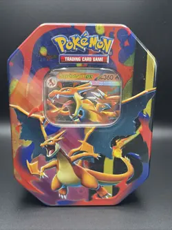 Pokemon TCG: Mega Charizard Y ex Tin Promo + 4 Packs New Sealed - Image 1