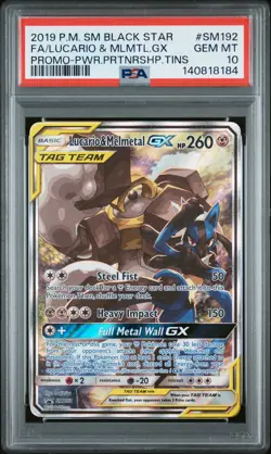 Lucario & Melmetal GX SM192 Pokemon Black Star Promo Tag Team GEM MINT PSA 10 - Image 1