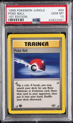1999 POKEMON JUNGLE 1ST EDITION #64 POKE BALL PSA 10 - Image 1