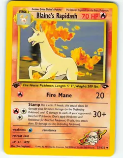 Blaine's Rapidash - 1st Edition - 33/132 Gym Challenge - Pokemon TCG - 2000 - Image 1