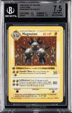 Pokemon Magneton Base Set SHADOWLESS 1st Edition Holo Rare #9 THIN STAMP BGS 7.5 - Image 1