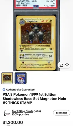Pokemon Magneton Base Set SHADOWLESS 1st Edition Holo Rare #9 THIN STAMP BGS 7.5 - Image 4