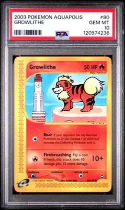 2003 POKEMON AQUAPOLIS #80 GROWLITHE PSA 10 - Image 1