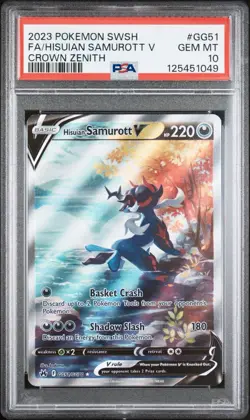 2023 POKEMON SWORD & SHIELD CROWN ZENITH FULL ART/HISUIAN SAMUROTT V PSA 10 - Image 1