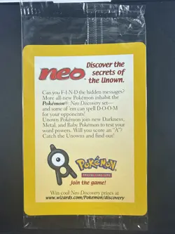 Sealed 2001 Entei Reverse Holo Pokemon Neo Discovery Black Star Movie Promo VTG - Image 1