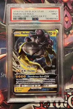 Pokemon Sun & Moon Black Star Promo SM121 Raikou GX Legend Johto PSA 9 - Image 1