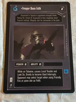 Decipher Star Wars CCG A New Hope Trooper Davin Felth Card NM - Image 1