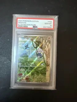 Meditite Stellar Crown Pokemon TCG Card Illustration 153/142 PSA 10💥📈🐒 - Image 1