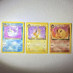 Pokemon Team Rocket Dark Vaporeon, Dark Jolteon, Dark Flareon 3 Card Lot - Image 1