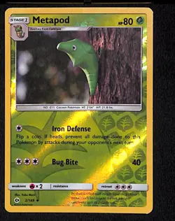 Metapod 2 Uncommon Pokemon SM Base Set 149 2017 - Image 1