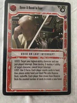 Decipher Star Wars CCG SENSE & RECOIL IN FEAR Card NM - Image 1
