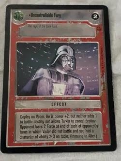 Decipher Star Wars CCG Cloud City UNCONTROLLABLE FURY Card NM - Image 1