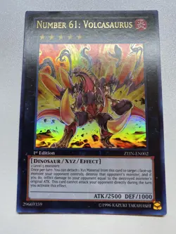 Yugioh Number 61: Volcasaurus 1st Edition Ultr Rare ZTIN-EN002 MP - Image 1