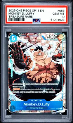 One Piece Monkey D Luffy Treasure Rare OP13 OP11-058 PSA 10 Gem Mint - Image 1