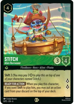 Disney Lorcana TCG – Stitch, Alien Buccaneer 8/P2 – Cold Foil Promo Card - Image 1