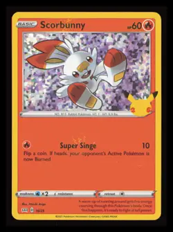 McDonald's Scorbunny 25th Anniversary Holo Pokemon Card 16/25 NM TCG - Image 1