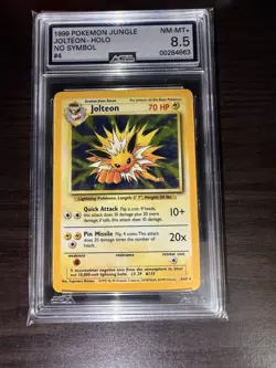 1999 Pokemon Jungle Jolteon ERROR NO SYMBOL Card 4/64 AGS 8.5 Near-Mint Mint+ - Image 1